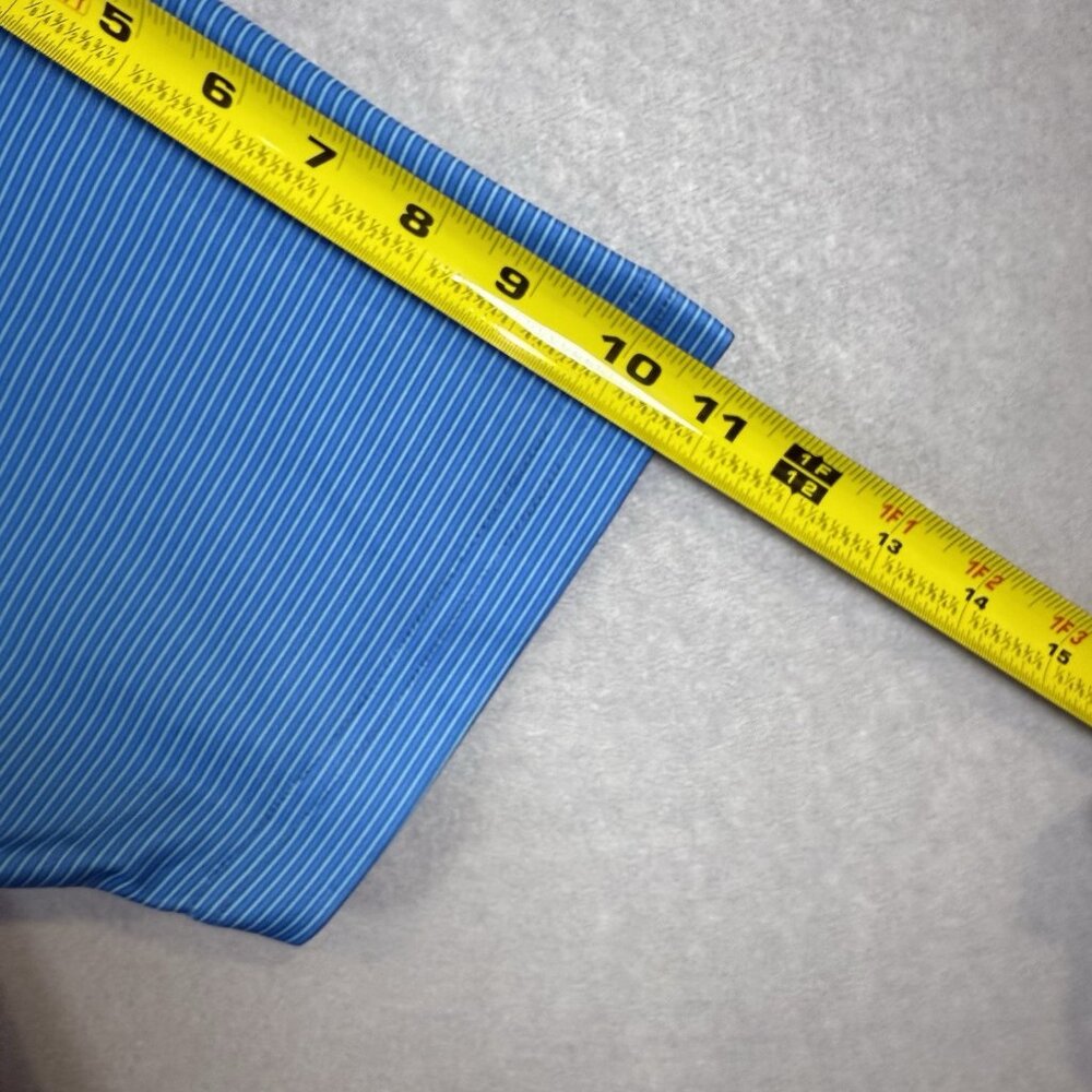 Greg Norman Shark Polo Shirt Blue StripeShort Sleeve Mens XL 3-Button Polyester - Picture 10 of 11